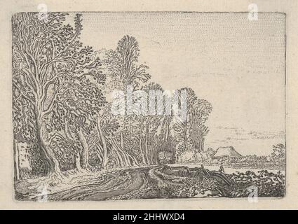 Die Straße am Waldrand, von Verscheyden Landtschapjes (verschiedene kleine Landschaften), Platte 4 ca. 1616–17 Willem Pietersz. Buytewech Niederländisch. Die Straße am Waldrand, von Verscheyden Landtschapjes (verschiedene kleine Landschaften), Platte 4 381440 Künstler: Willem Pietersz. Buytewech, Niederländisch, 1591?1624, Herausgeber: Claes Jansz. Visscher, Niederländisch, Amsterdam 1586?1652 Amsterdam, die Straße am Waldrand, von Verscheyden Landtschapjes (verschiedene Landschaften), Platte 4, ca. 1616?17, Radierung; Begemanns zweiter Dreierzustand, Blatt: 4 1/16 ? 5 5/8 Zoll (10,3 ? 14,3 cm) Teller: 3 7/16 ? Stockfoto