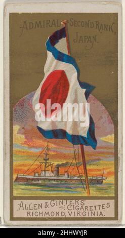 Admiral Second Rank, Japan, aus der Naval Flags Serie (N17) für Allen & Ginter Cigarettes Brands ca. 1888 Allen & Ginter American Trade Karten aus der 'Naval Flags' Serie (N17), herausgegeben ca. 1888 in einem Satz von 50 Karten, um Allen & Ginter Marken Zigaretten zu fördern.. Admiral Second Rank, Japan, aus der Naval Flags Serie (N17) für Allen & Ginter Cigarettes Brands 408555 Stockfoto