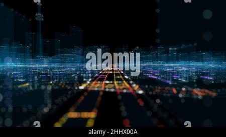 Futuristische Smart Digital City. Smart City Und Technology Business Concept Stockfoto