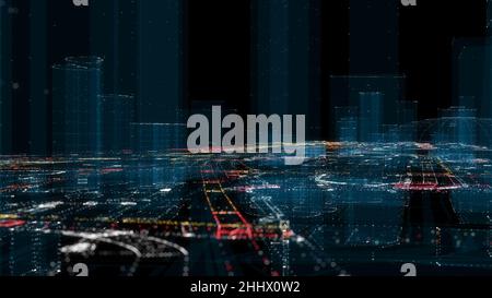Futuristische Smart Digital City. Smart City Und Technology Business Concept Stockfoto