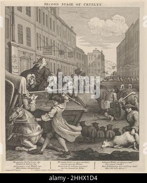 Die zweite Stufe der Grausamkeit (die vier Stadien der Grausamkeit) 1. Februar 1751 William Hogarth British. Die zweite Stufe der Grausamkeit (die vier Stufen der Grausamkeit) 400044 Stockfoto