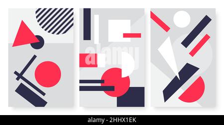 Geometrische abstrakte Formen, moderne Kunst Muster Vektor Illustration Set. Skandinavische einfache Geometrie Tapete Kollektion mit Dreieck Kreis Quadrat f Stock Vektor