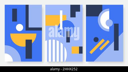 Abstraktes minimales Muster mit geometrischem Formen-Vektor-Illustrationsset. Trendige Geometrie Wandkunst für Dekoration und Innenarchitektur, einfach minimalistisch Stock Vektor
