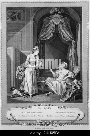 Le Bain (das Bad) 1774 entworfen von Sigmond Freudeberg Swiss. Le Bain (das Bad) 361831 Stockfoto