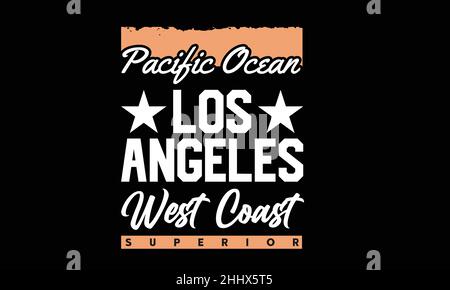 pacific Ocean Urban T-Shirt Monogramm Text Vektor Vorlage Stock Vektor