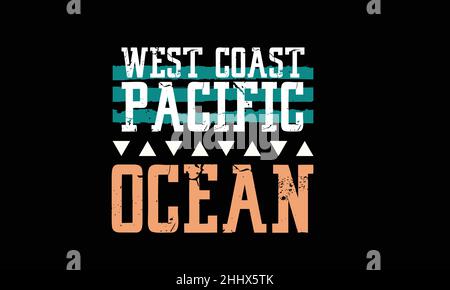 pacific Ocean Urban T-Shirt Monogramm Text Vektor Vorlage Stock Vektor