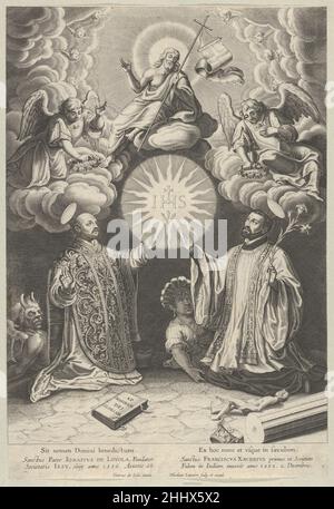 Christus, Ignatius von Loyola und Franz Xavier 17th. Jahrhundert nach Pieter de Jode I. Niederländisches. Christus, Ignatius von Loyola und Franz Xaver 644898 Stockfoto