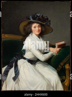 Comtesse de la Châtre (Marie Charlotte Louise Perrette Aglaé Bontemps, 1762–1848) 1789 Elisabeth Louise Vigée Le Brun Französisch Marie Antoinette, Der regelmäßig für die Vigée Le Brun saß, popularisierte das schlichte, weiße Musselin-Kleid, das in diesem Porträt der comtesse de la Châtre, der Tochter von Louis XV., dem führenden Kammerdiener, so schön gemalt war. Vigée Le Brun kombiniert sie mit einer innovativen Pose, die wahrscheinlich von der lässigen, kalkulierten Eleganz britischer Porträts inspiriert wurde, insbesondere von den Porträts von Emma Hamilton von George Romney. Wie viele der Sitter von Vigée Le Brun und die Künstlerin selbst, auch die CO Stockfoto