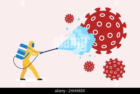 Coronavirus-Desinfektion, reinigen und töten Virus-Pathogen Stock Vektor