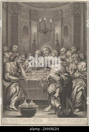 Das letzte Abendmahl aus der Passion Christi, Tafel 5 1664 Grégoire Huret Französisch. Das letzte Abendmahl, aus der Passion Christi, Tafel 5 645237 Stockfoto