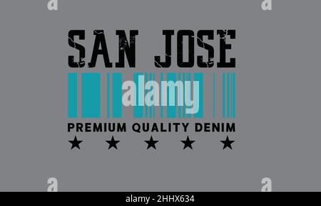 san jose san francisco Athletic california Urban T-Shirt Monogramm Text Vektor Vorlage Stock Vektor