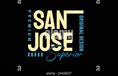 san jose san francisco Athletic california Urban T-Shirt Monogramm Text Vektor Vorlage Stock Vektor