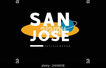san jose san francisco Athletic california Urban T-Shirt Monogramm Text Vektor Vorlage Stock Vektor