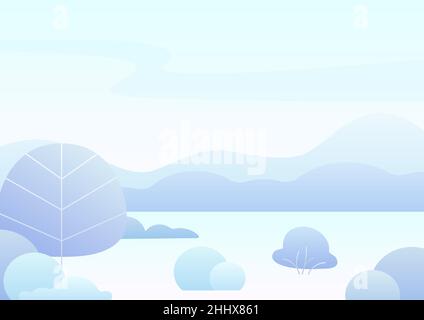 Fantasy einfache Cartoon Winterlandschaft, moderne Gradienten Natur Vektor Illustration Stock Vektor