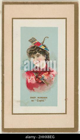 Daisy Murdoch als „Cupid“ aus der Fancy Dress Ball Costumes Serie (N107) zur Förderung von Honest Long Cut Tobacco hergestellt von W. Duke Sons & Co. 1889 herausgegeben von W. Duke, Sons & Co. American Trade Cards aus der „Fancy Dress Ball Costumes“ Serie (N107), Im Jahr 1889 in einem Satz von 50 Karten zur Förderung von Honest Long Cut Tobacco herausgegeben, hergestellt von W. Duke Sons & Co. Jede Karte zeigt eine berühmte Schauspielerin des Tages in einem aufwendigen Hut. Die Serie N107 verwendet die gleiche Bildcheckliste wie die kleinformatige Serie N73. Im Jahr N107 ist jedes Bild jedoch von einem farbigen Rand umgeben, der sich ausdehnt Stockfoto