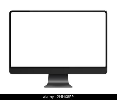 Trendy realistische dünne Rahmen Monitor Modell mit weißen Bildschirm isoliert Stock Vektor