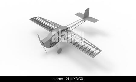 3D Darstellung der casis eines kleinen Modellflugzeuges. Isoliert im Studiohintergrund. Stockfoto