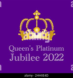 The Queens Platinum Jubilee 2022 - im Jahr 2022 wird Ihre Majestät die Königin der erste britische Monarch, der nach 70 Jahren ein Platinum Jubilee feiert Stock Vektor