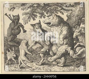 Eine Party zu Ehren des Bären und des Wolfes von Hendrick van Alcmars Renard der Fuchs 1650–75 Allart van Everdingen Niederländisch. Eine Party zu Ehren des Bären und des Wolfes von Hendrick van Alcmars Renard der Fuchs 429613 Stockfoto