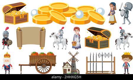 Satz von Fantasy-Cartoon-Figuren Illustration Stock Vektor