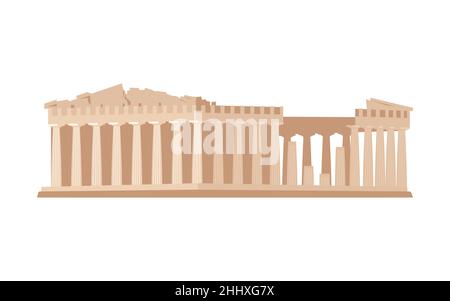 Logo der Akropolis in Griechenland. Travel and Voyage Around Europe Collection in Athen. Flat Art-Illustration Stockfoto