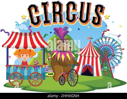 Circus Bär Performance auf einem Fahrrad Illustration Stock Vektor