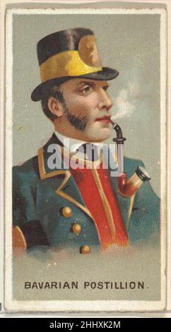 Bavarian Postillion, aus der World's Smokers Series (N33) for Allen & Ginter Cigarettes 1888, herausgegeben von Allen & Ginter American Trade Cards aus der World's Smokers Serie (N33), herausgegeben 1888 in einem Satz von 50 Karten zur Werbung für Zigaretten der Marke Allen & Ginter. Im Set sind auch Druckerproben enthalten. Die Beispielkarten des Druckers befinden sich auf dünnem Karton und haben keinen gedruckten Text. Bayerisches Postillion, aus der World's Smokers Series (N33) für Allen & Ginter Cigarettes 420372 Stockfoto