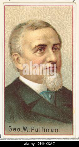 George M. Pullman, Druckermuster für das Souvenir-Album der Erfinder der Welt (A25) für Allen & Ginter Cigarettes 1888, herausgegeben von Allen & Ginter American Printer's Samples für das Sammleralbum 'World's Inventors' (A25), das 1888 zur Werbung für Zigaretten der Marke Allen & Ginter herausgegeben wurde. Unter Berufung auf Burdicks „The American Card Catalog“: "Erinnerungsalben dieser Art, wie sie von den Tabakfirmen herausgegeben wurden, sollten wahrscheinlich die einzelnen Karten ersetzen, wenn der Raucher dies wünscht, oder ihm zumindest ermöglichen, die gesamte Sammlung von Designs zu besitzen, ohne die Schwierigkeit zu haben, alle Einteiler zu erhalten Stockfoto
