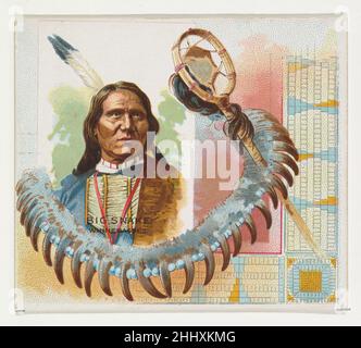 Big Snake, Winnebagoes, aus der American Indian Chiefs-Serie (N36) für Allen & Ginter Zigaretten 1888, herausgegeben von Allen & Ginter American Trade Cards aus der American Indian Chiefs-Serie (N36), die 1888 in einem Satz von 50 Karten zur Werbung für Zigaretten der Marke Allen & Ginter ausgegeben wurden. Die Serie N36 gibt die Karten von N2 in einer größeren Größe wieder. Big Snake, Winnebagoes, aus der American Indian Chiefs-Serie (N36) für Allen & Ginter Cigarettes 420018 Stockfoto