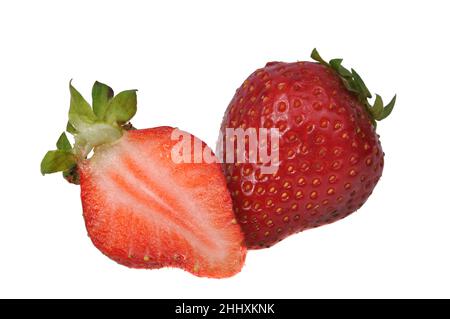 Rote frische Erdbeere isoliert auf dem Weiß Stockfoto