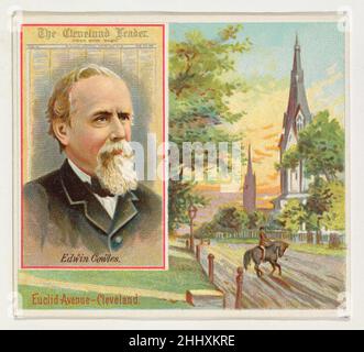 Edwin Cowles, The Cleveland Leader, aus der American Editors-Serie (N35) für Allen & Ginter Zigaretten 1887, herausgegeben von Allen & Ginter American Trade Cards aus der 'American Editors'-Serie (N35), die 1887 in einem Satz von 50 Karten herausgegeben wurde, um die Zigaretten der Marke Allen & Ginter zu bewerben. Diese Serie ist eine physisch größere Version des 'American Editors'-Sets (N1), einschließlich des entsprechenden kleinen Kartendesigns mit weiteren Bildgegenstand. Edwin Cowles, The Cleveland Leader, aus der American Editors Series (N35) für Allen & Ginter Cigarettes 421448 Stockfoto