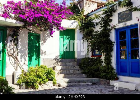 Malerische Gasse in Sigri, Insel Lesvos, Griechenland Stockfoto