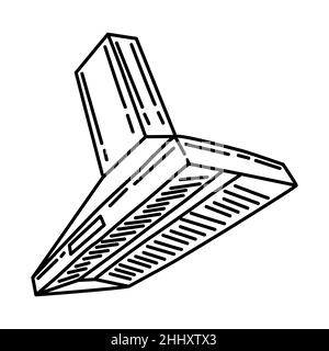 Bereich Haube Teil der Elektronik für Küche und Waschanlage handgezeichnete Icon Set Vektor. Stock Vektor