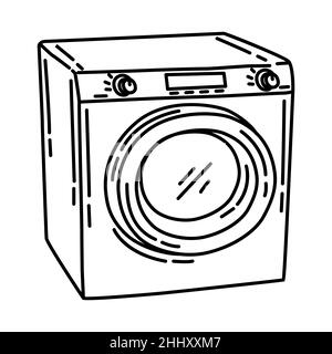 Waschmaschinen Teil der Elektronik für Küche und Waschanlage handgezeichnete Icon Set Vektor. Stock Vektor