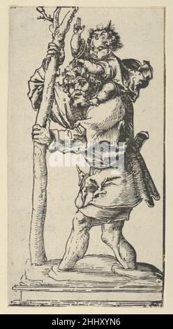 Eine Silberstatuette des Hl. Christophorus, aus den Wittenberger Reliquien Lucas Cranach der Ältere Deutsche. Eine Silberstatuette des Hl. Christophorus, aus den Wittenberger Reliquien 624950 Stockfoto
