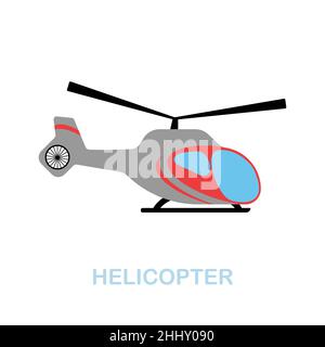 Flaches Symbol des Hubschraubers. Farbiger Elementschild aus der Flughafensammlung. Flat Helicopter Icon-Zeichen für Web-Design, Infografiken und mehr. Stock Vektor