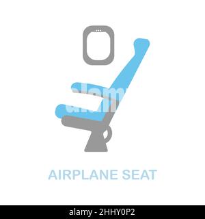 Symbol für den flachen Sitz im Flugzeug. Farbiger Elementschild aus der Flughafensammlung. Flat Airplane Seat Icon-Zeichen für Web-Design, Infografiken und mehr. Stock Vektor