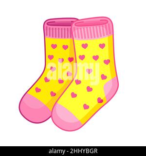 Vector Icon Wintersocken. Lustige Socken mit Herz-Symbolen. Stock Vektor