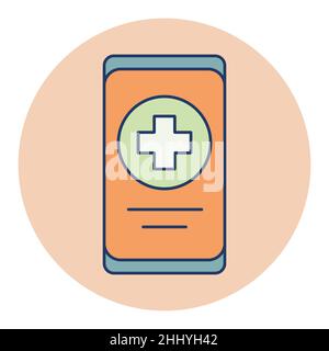 Smartphone mit medizinischem Kreuzvektor flaches Symbol. Zeichen für Medizin und medizinische Unterstützung. Graph-Symbol für medizinisches Website- und Apps-Design, Logo, App, UI Stock Vektor