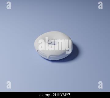 Weißer Donut auf violettem Hintergrund 3D Render Stockfoto