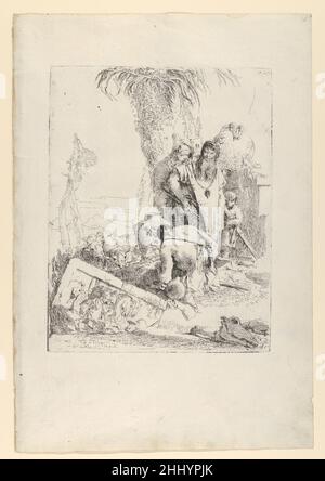 Ein Hirte mit zwei Zauberern, aus der Scherzi ca. 1740 Giovanni Battista Tiepolo Italienisch. Ein Hirte mit zwei Magiern, aus dem Scherzi 399441 Stockfoto