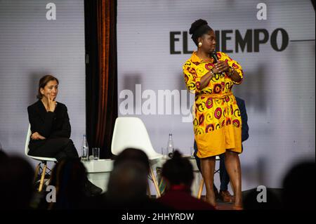 Francia Marquez, Mitglied der politischen Kolumnisserie „Pacto Historico“, spricht während der ersten Debatte über Präsidentschaftskandidaten in Bogota, Kolumbien, über Janua Stockfoto