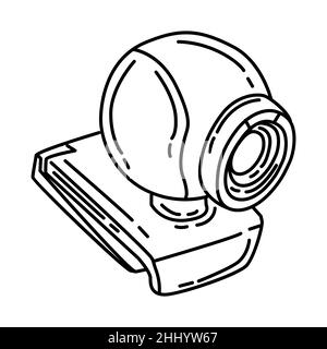 Webcam Portable Teil der elektronischen für Bürogerät Handgezeichnete Icon Set Vector. Stock Vektor