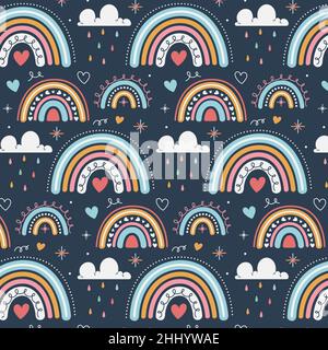 Einhörner Regenbogen nahtlose Muster Set. Stockfoto