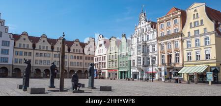 Panorama Altstadt von Rostock in Mecklenburg-Vorpommern Stockfoto