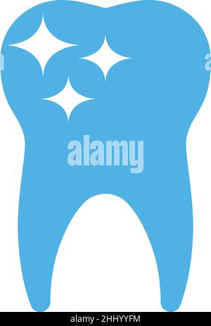 Glänzender Zahn. Gesunde, saubere Zähne. Zahnweiß-Symbol Stock Vektor
