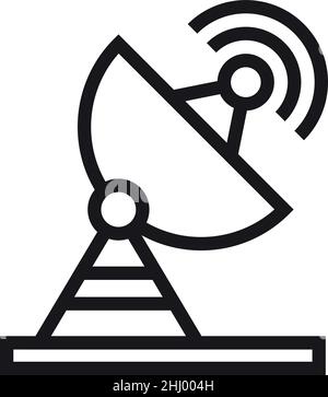 Symbol für Satellitenschüssel. Parabolantenne. Informationsempfänger Stock Vektor