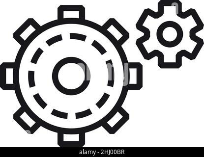 Zahnrad-Symbol. Getriebe dreht sich zusammen. Symbol „Teamarbeit im Prozess“ Stock Vektor