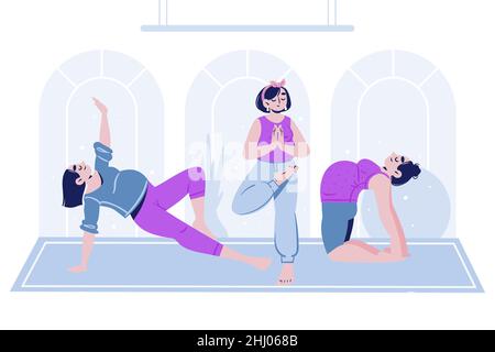 Schwangerschaft Yoga Set Vektor-Illustration. Stock Vektor