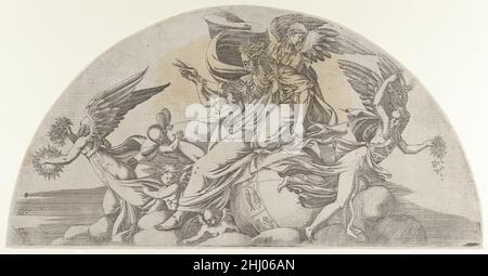 Gott sitzt auf der Welt 1540–45 Antonio Fantuzzi Italienisch. Gott saß auf der Welt 336809 Stockfoto